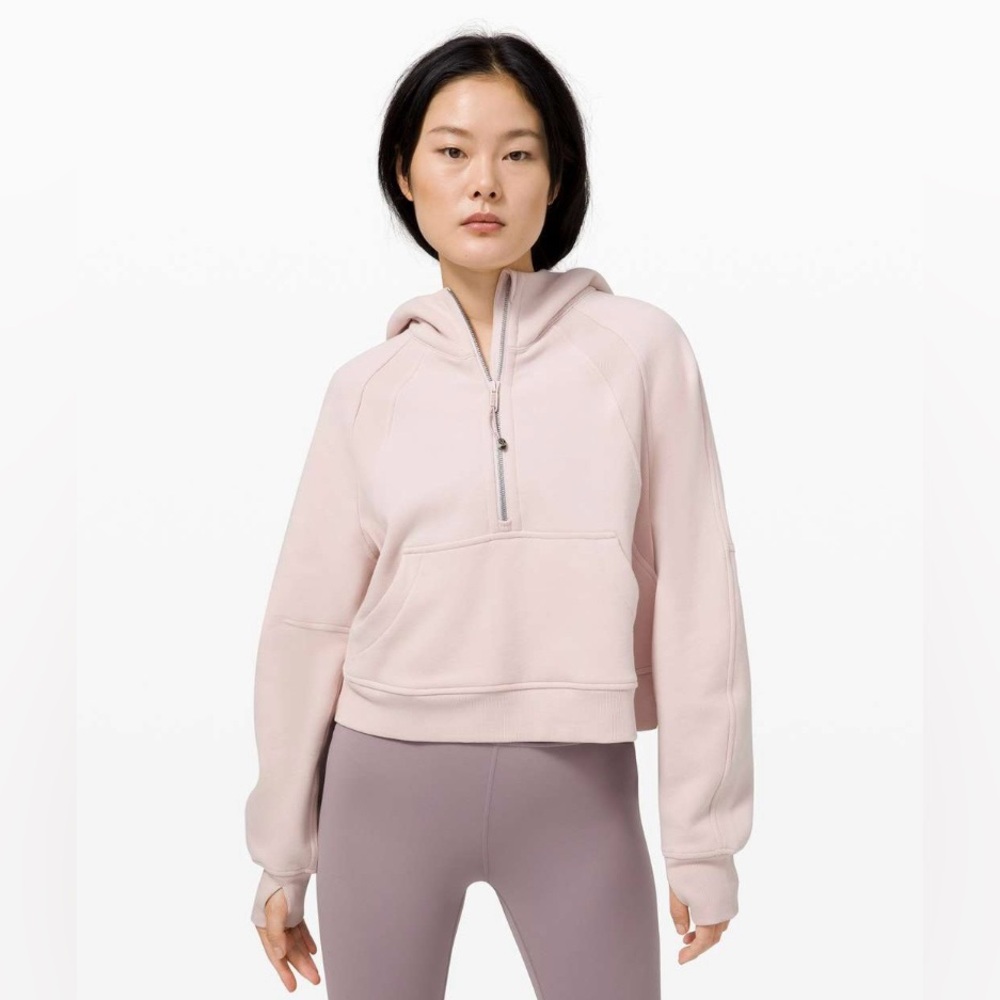 Lululemon Scuba Oversized 1/2 Zip Hoodie Soft Pink Sweatshirt Fleece Sweater XS